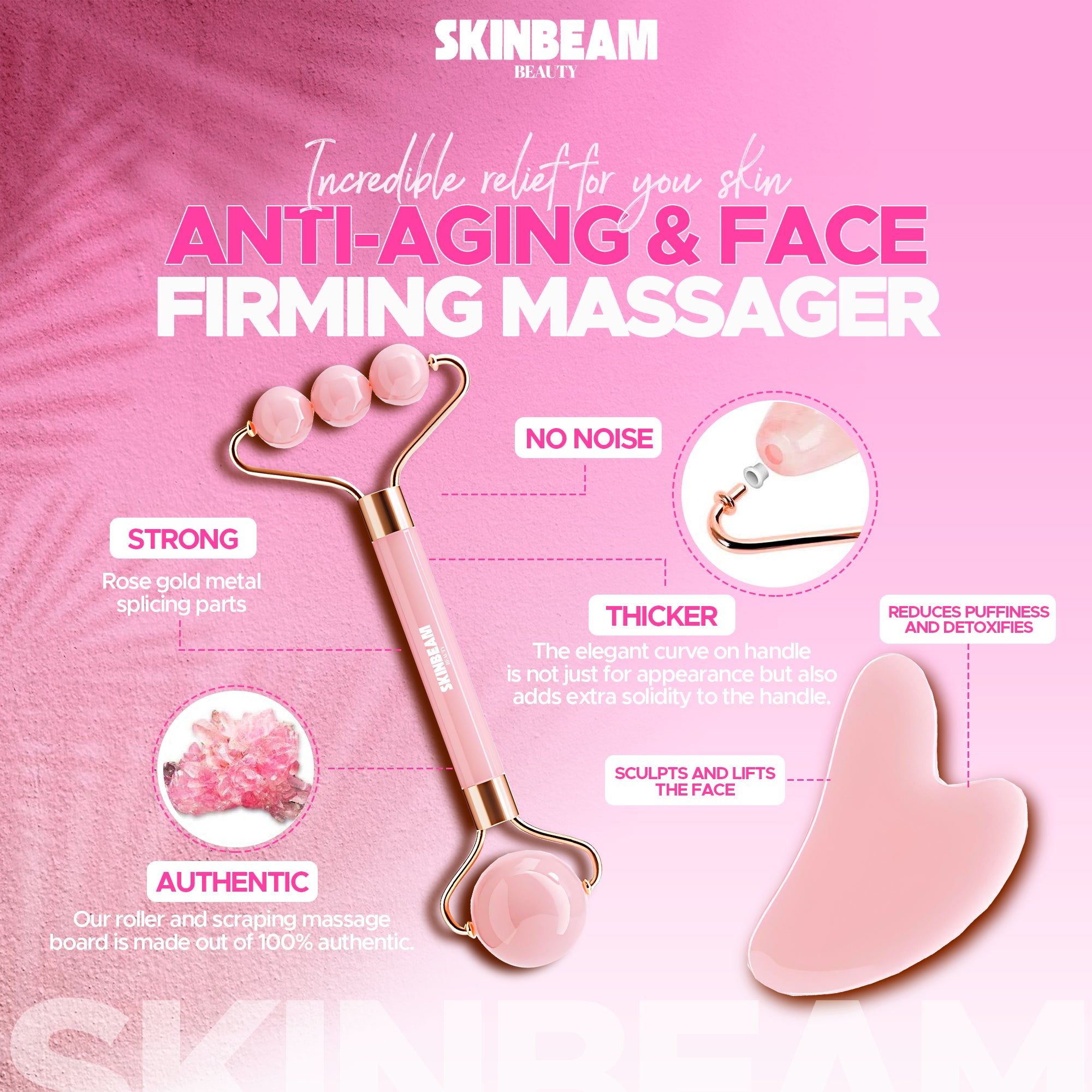 Gua Sha Massage Jade Roller Facial and Eye – Anti-Aging & Puffiness Reduction